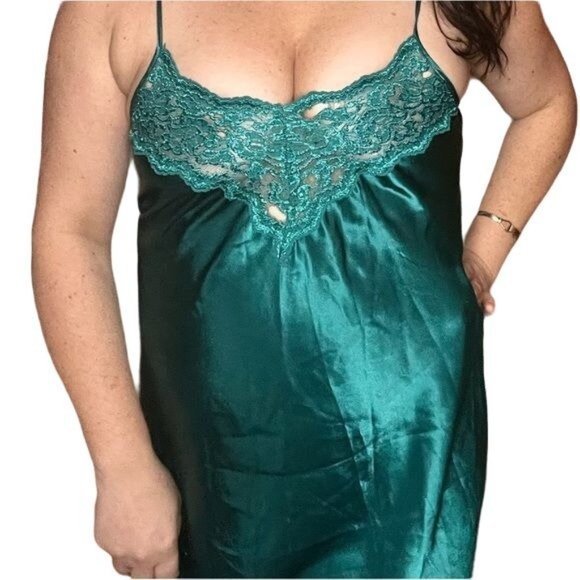 Vintage Inner Most Jade satin night gown‎ neglige size M - Picture 7 of 9